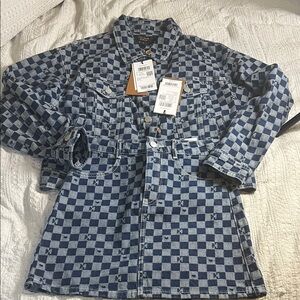 Vero Moda Blue Checkered Denim Jacket and matching skirt size XS